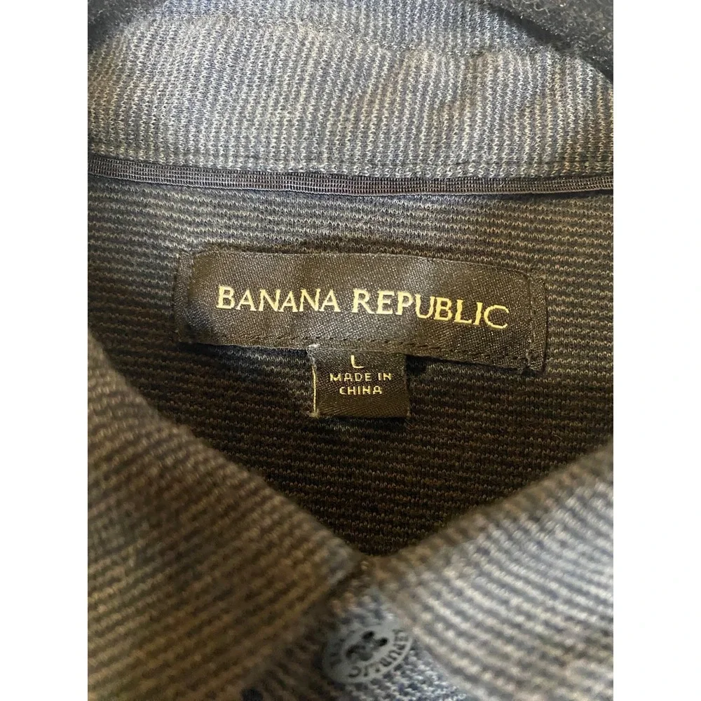 Banana Republic‎ Gray Black Cotton Polo Shirt Short Sleeve Casual L Preppy
